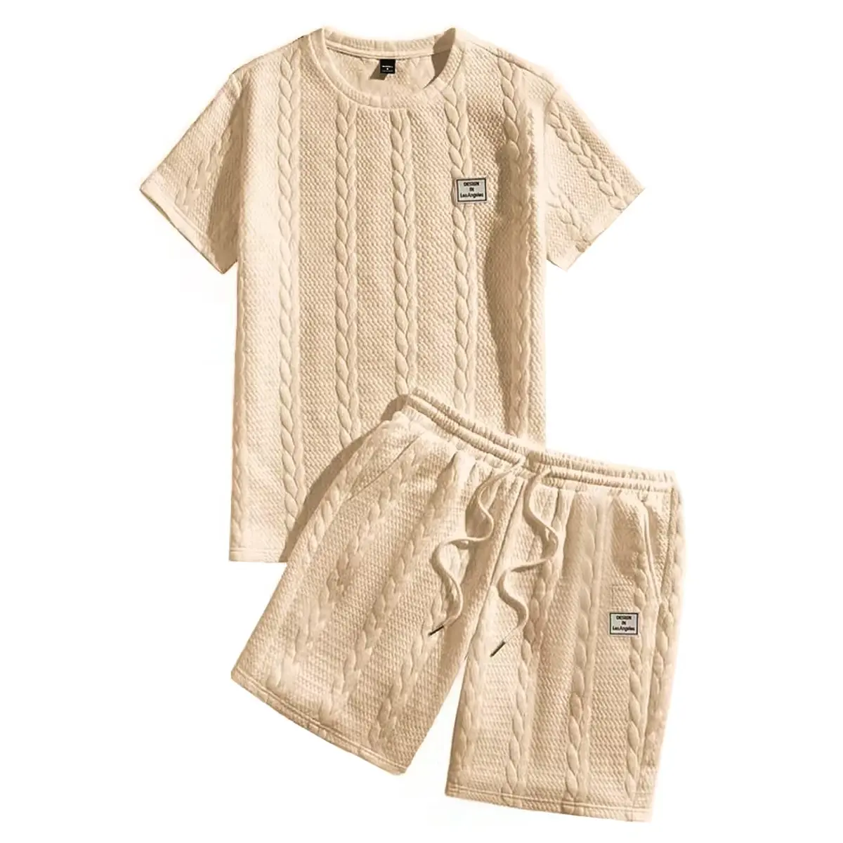 Men’s Textured Jacquard T-Shirt & Shorts Set