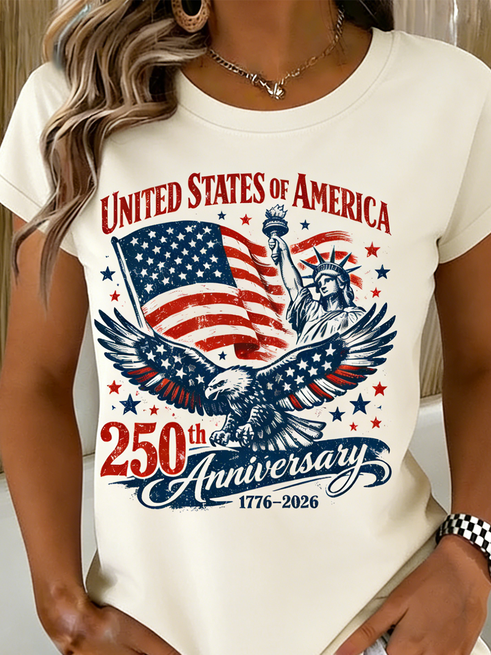 Independence Day Casual Cotton Crew Neck T-Shirt