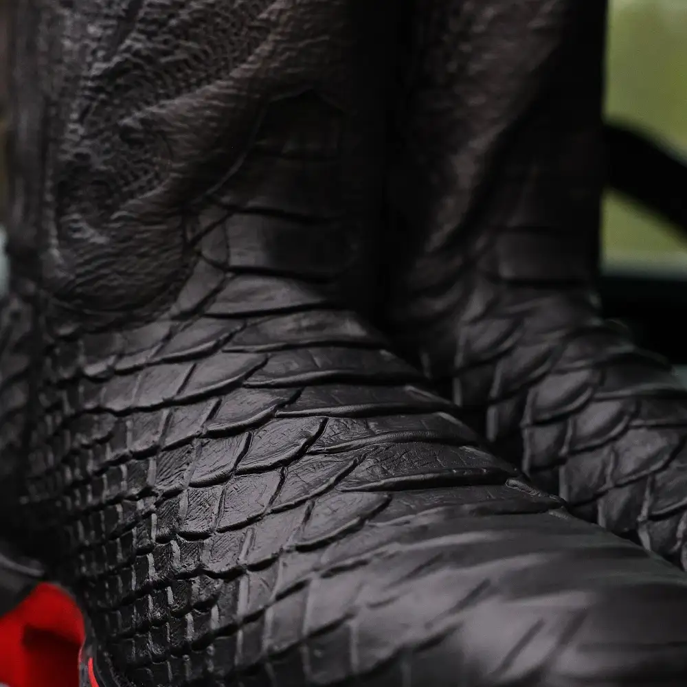 Matte Black Anaconda Leather Boots With 3D Lightweight Sole