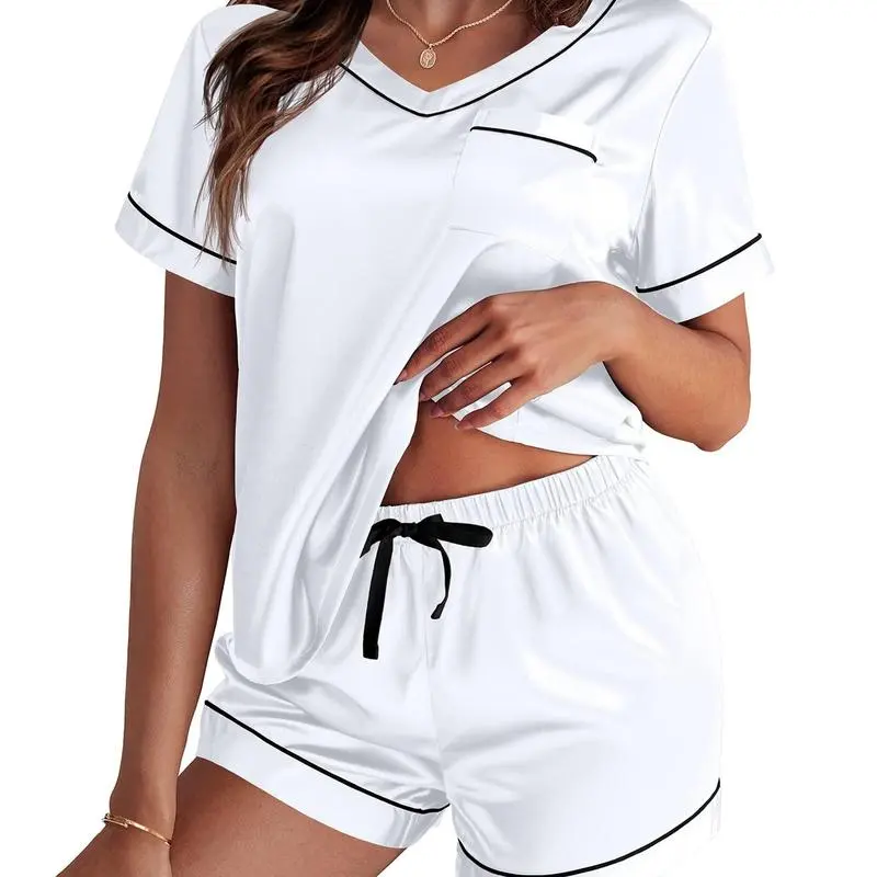 Silk Pajama for Women Short Sleeve Satin Pj Set
