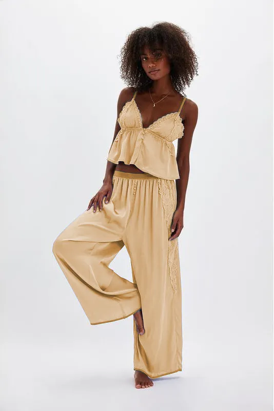 Women's Pajama Sets Lace Ruffled Cami Tops with Loose Pants