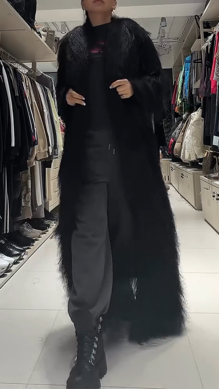 Women Laple Collar Solid Color Fur Flu Casual Coat