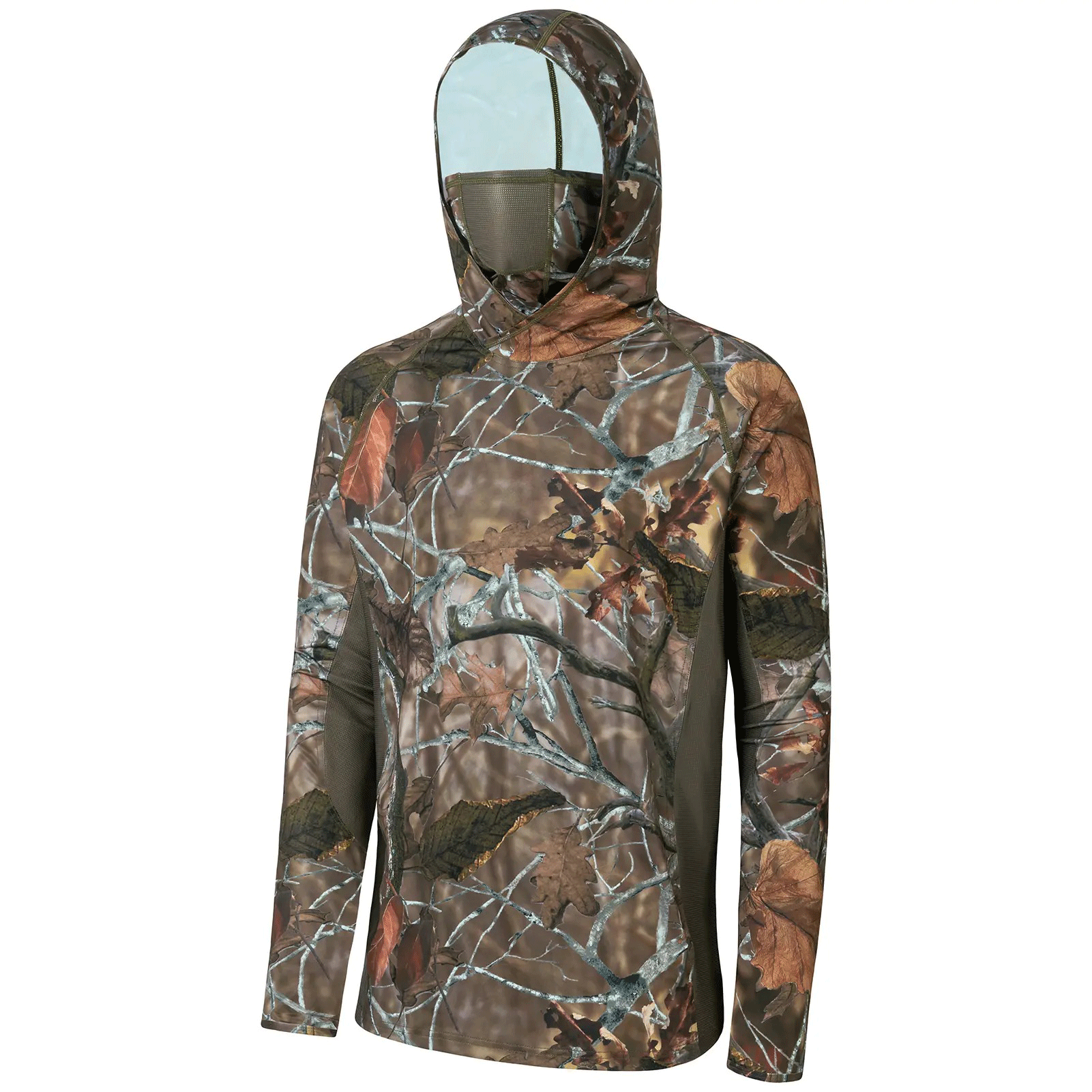 Men’s UPF 50+ Camo Long Sleeve Outdoor Hoodie – Hunting & Fishing Performance Shirt