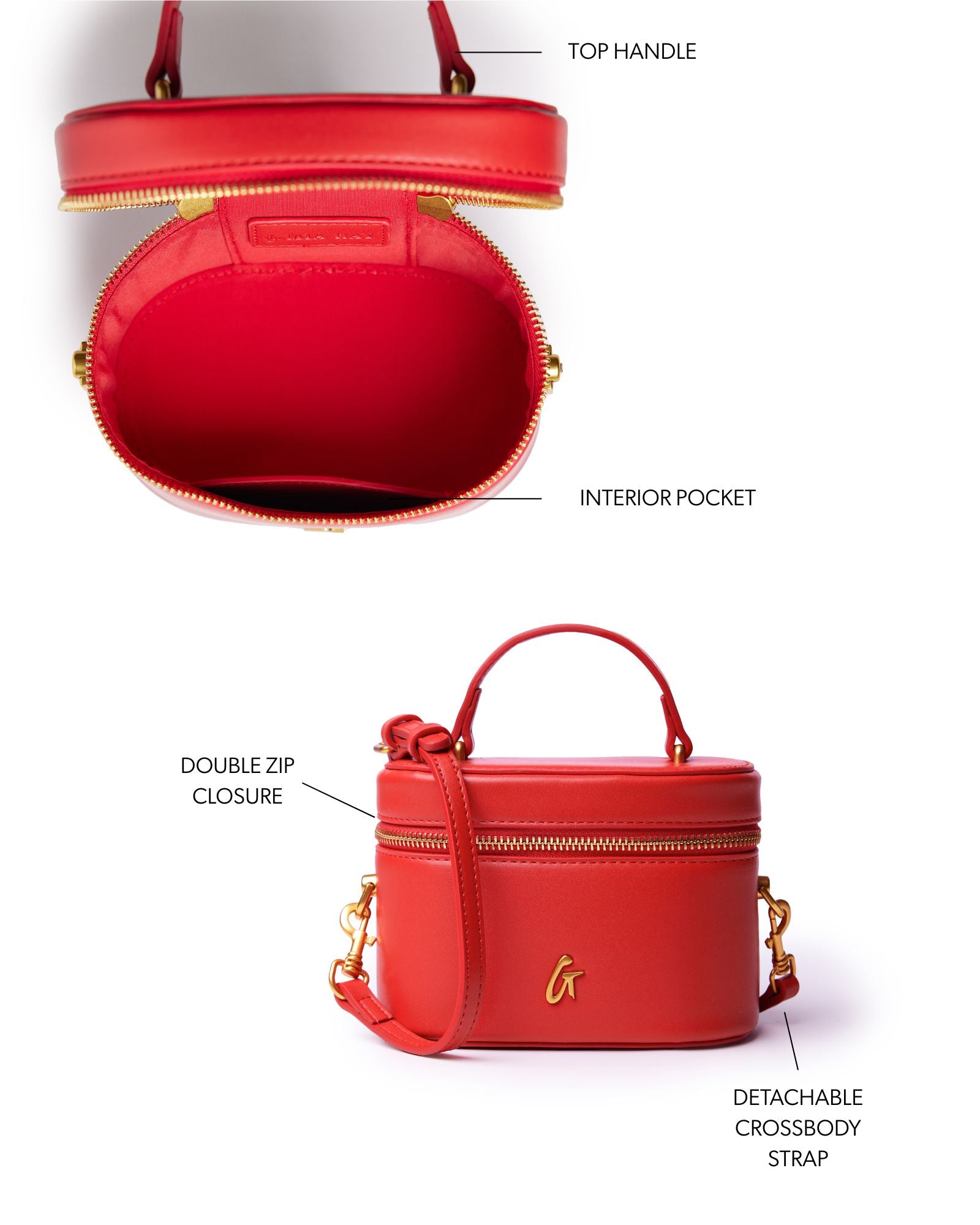 MINI SMOOTH GOLD VANITY BAG - RED