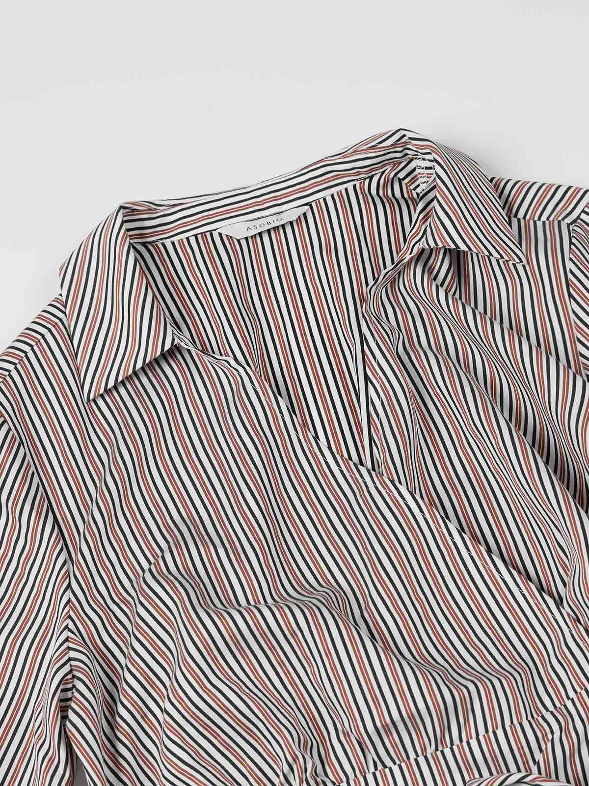 ASOBIO Long-Sleeve Asymmetrical Wrap Drapey Shirt