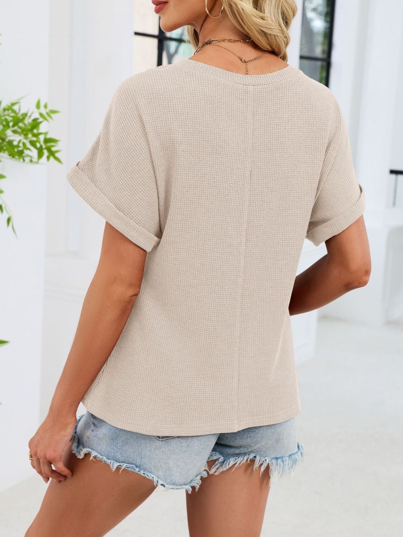 Lace-Trimmed Round Neck T-Shirt