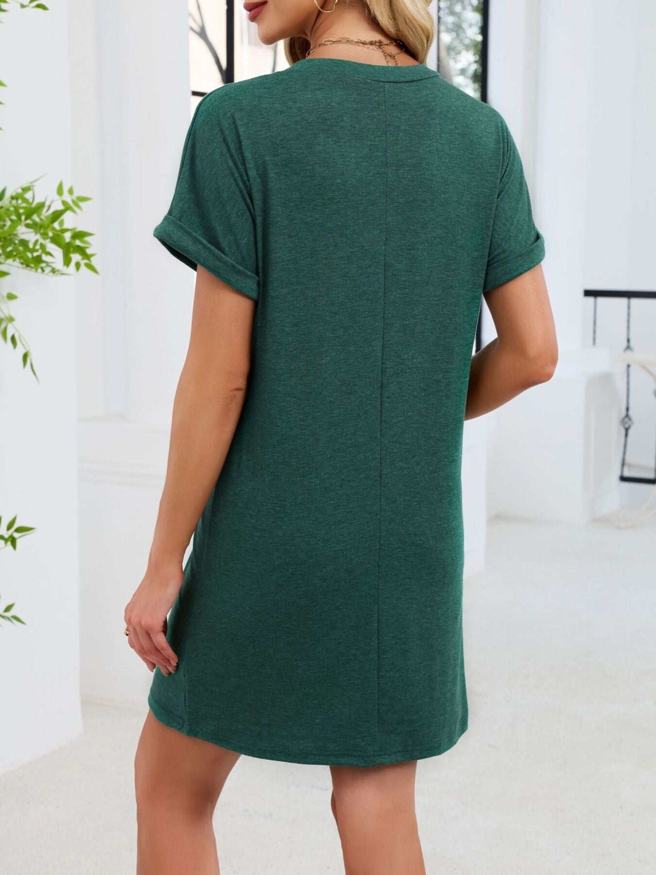 Casual V-Neck Short Sleeve T-Shirt Dress
