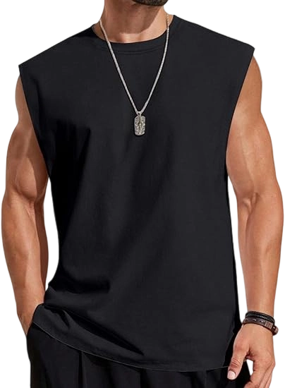 Men's Solid Color Round Neck Tank Top, Loose Casual Comfy Classic Crew Neck Sleeveless Top for Summer
