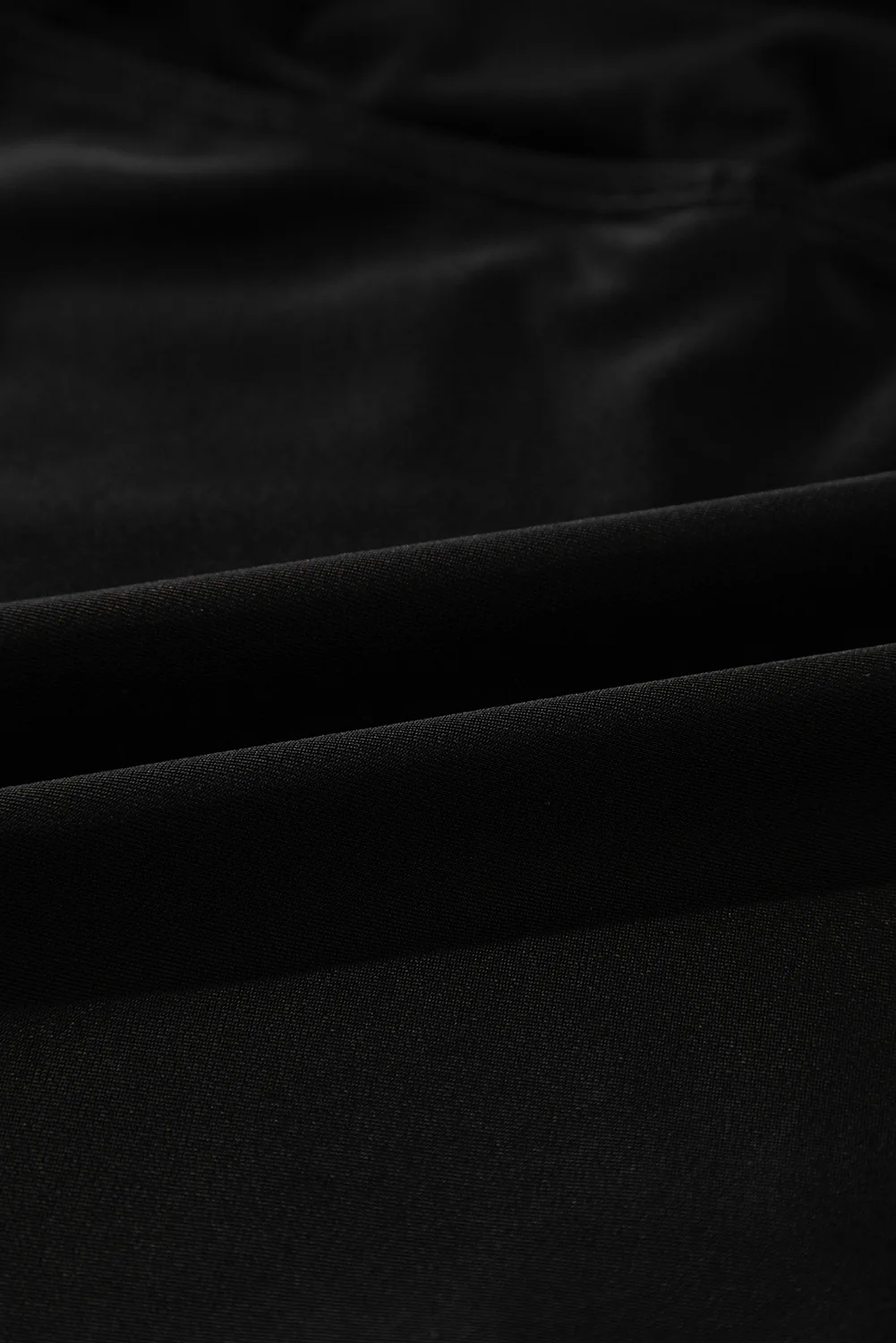 Black Pleated Mesh One Shoulder Bikini Top and Skirts Set