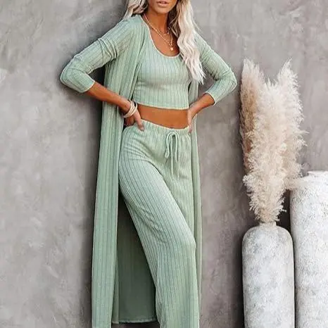 Women’s 3-Piece Loungewear Set with Cardigan