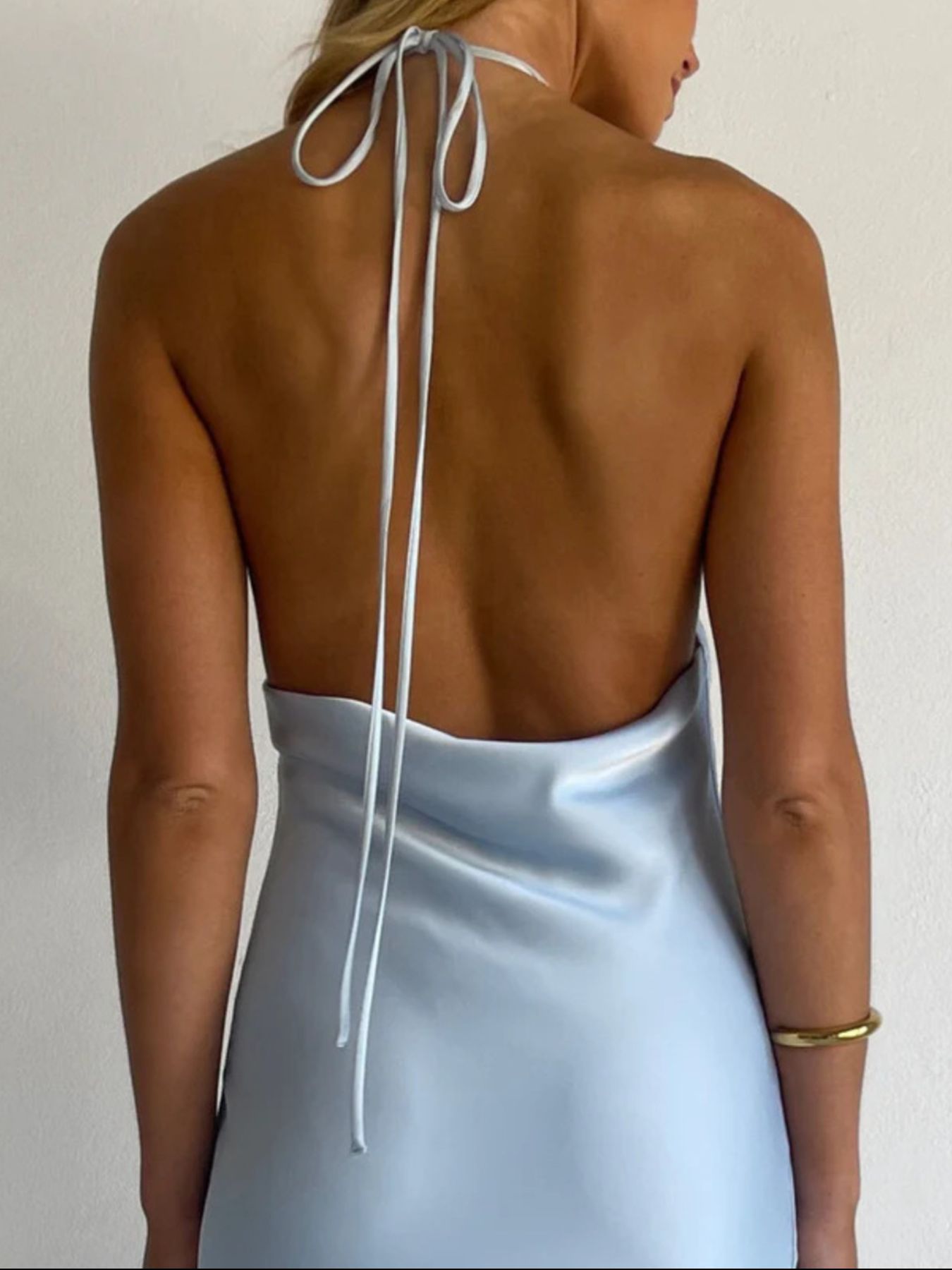 Halter Neck Satin Maxi Dress