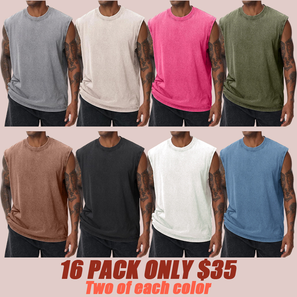 🔥Limited-time 50% off🔥Men's Solid Color Round Neck Tank Top Loose Casual Comfy Classic Crew Neck Sleeveless Top for Summer Casual Loose Fit