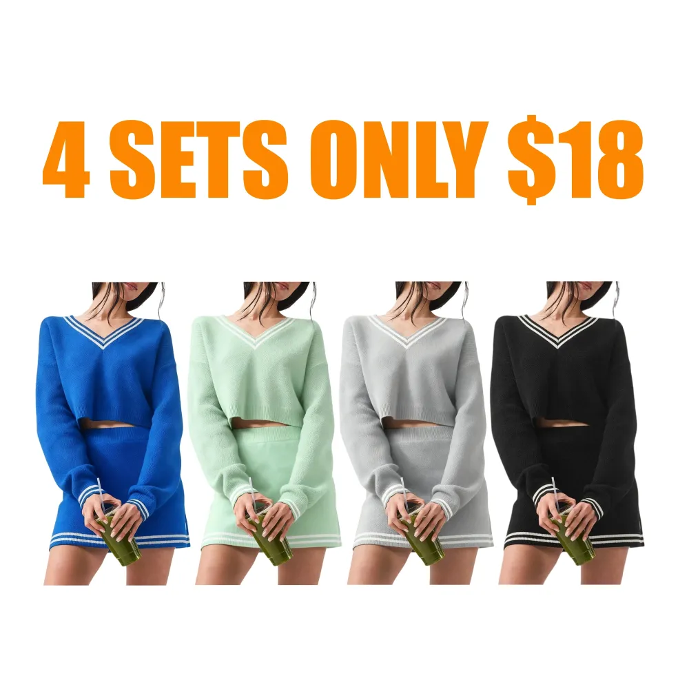 Women’s 2 Piece Knit Sweater & Mini Skirt Set