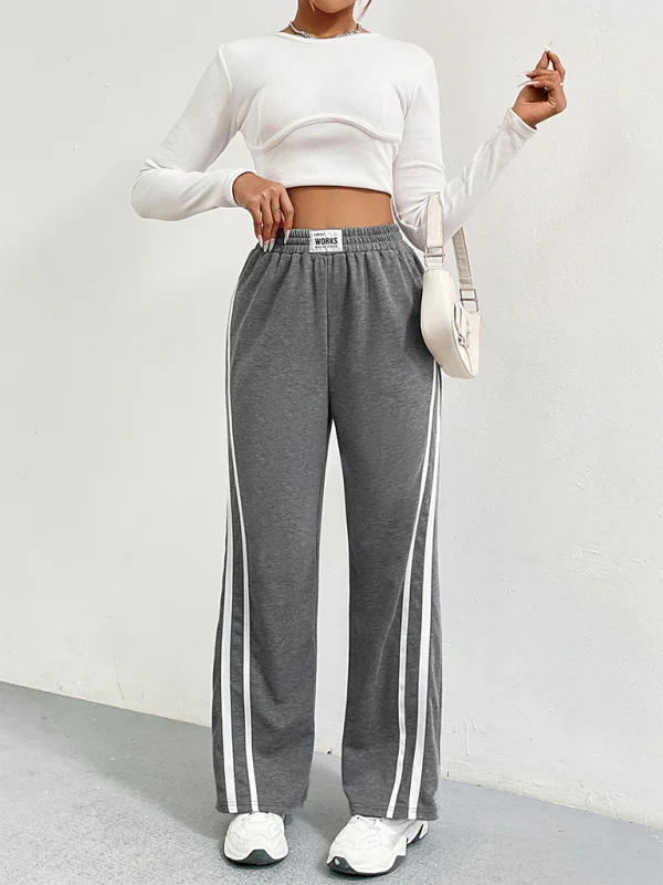 🔥 High Waisted Wide Leg Sweatpants – Sporty, Comfy & Chic Striped Lounge Pants 🔥