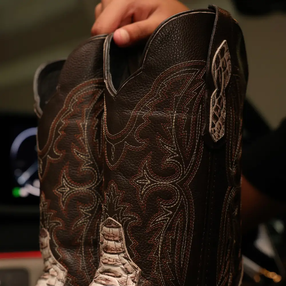 Natural Brown Python Leather Boots — Square Toe