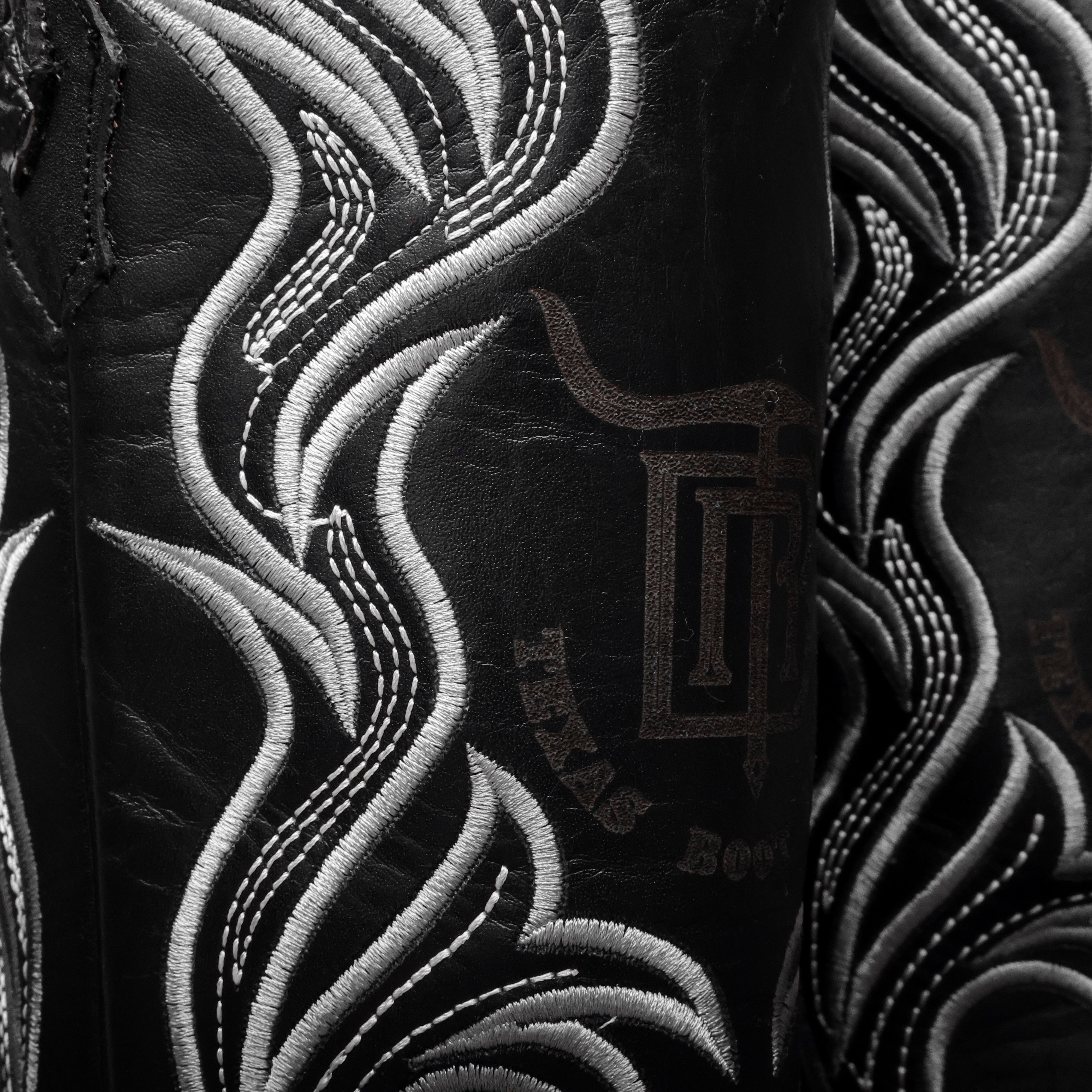 Grey Caiman Neck Leather Boots - Square Toe