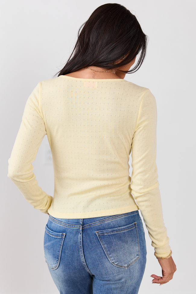 Lillian Yellow Ruched Front Long Sleeve Top