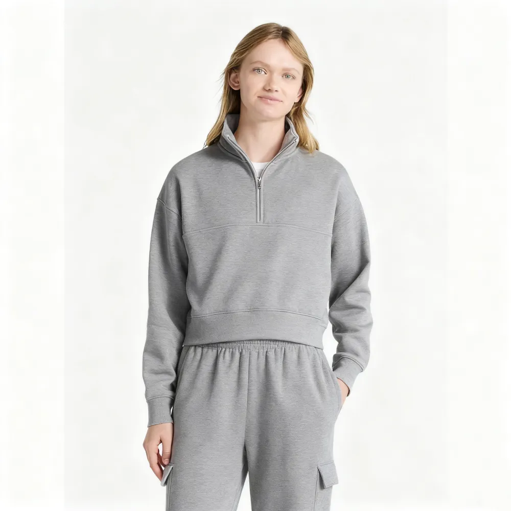 Women’s 2-Piece Set – Half Zip Sweatshirt & Wide Leg Pants