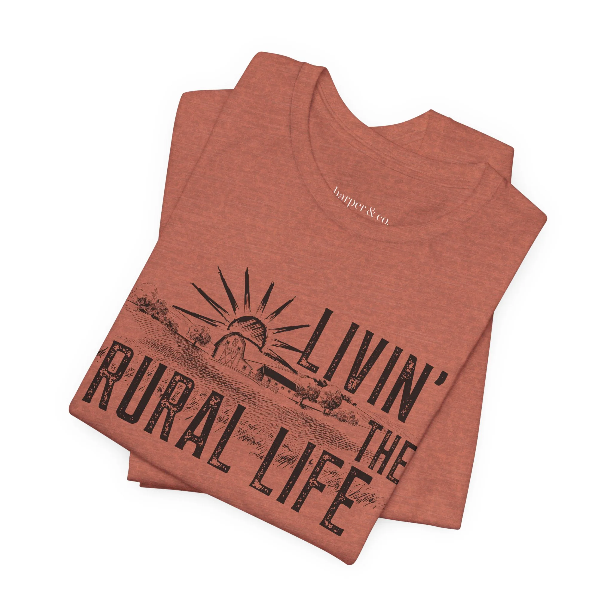 Living the Rural Life (black graphic) Bella Canvas Unisex Jersey T-Shirt - Multiple Colors