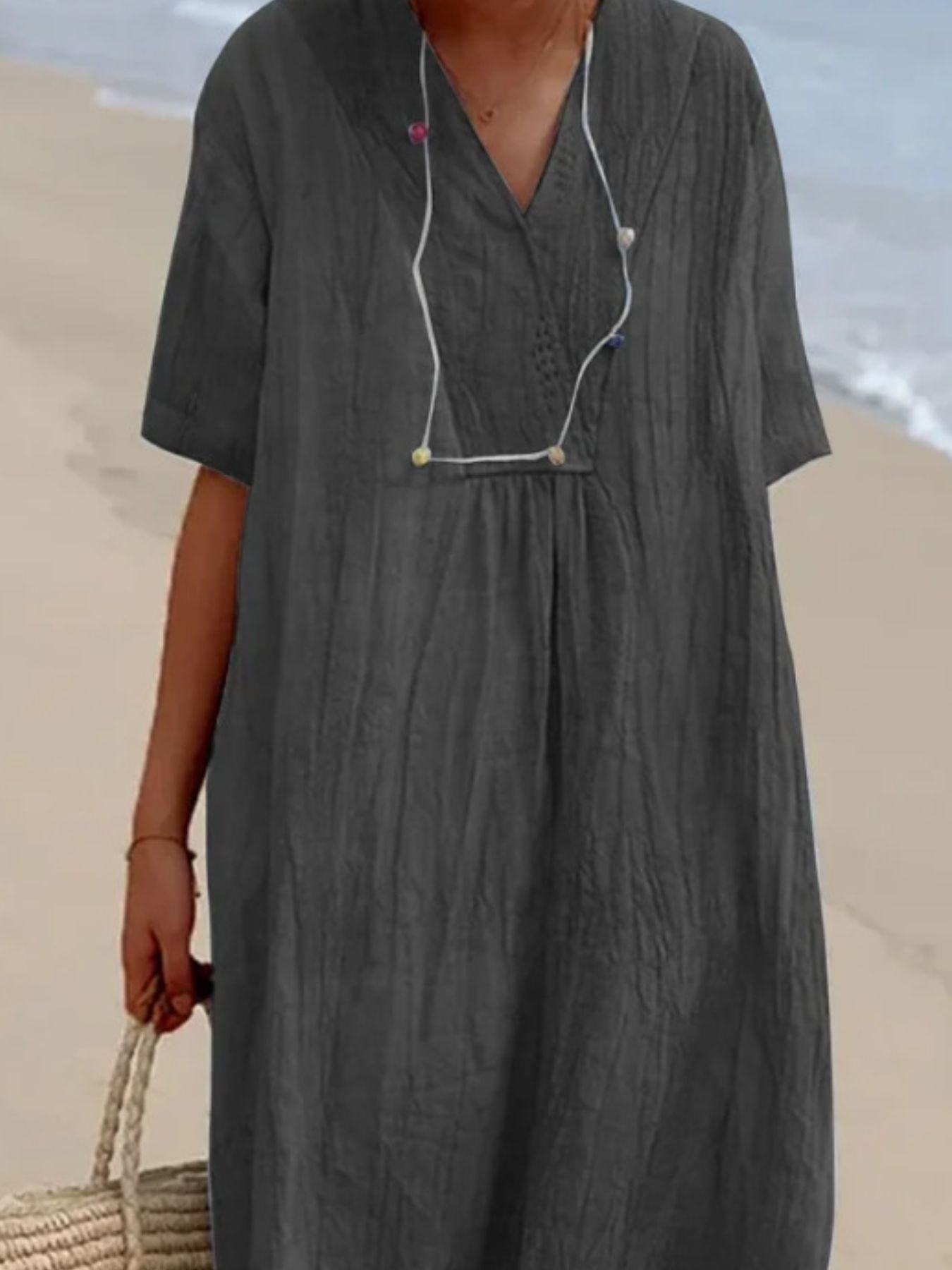 Casual Loose Short Sleeve Midi Dress