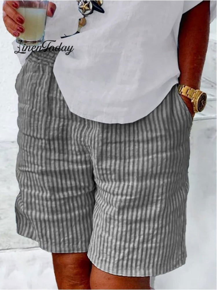 Women's Cotton And Linen Style Mid-Pants