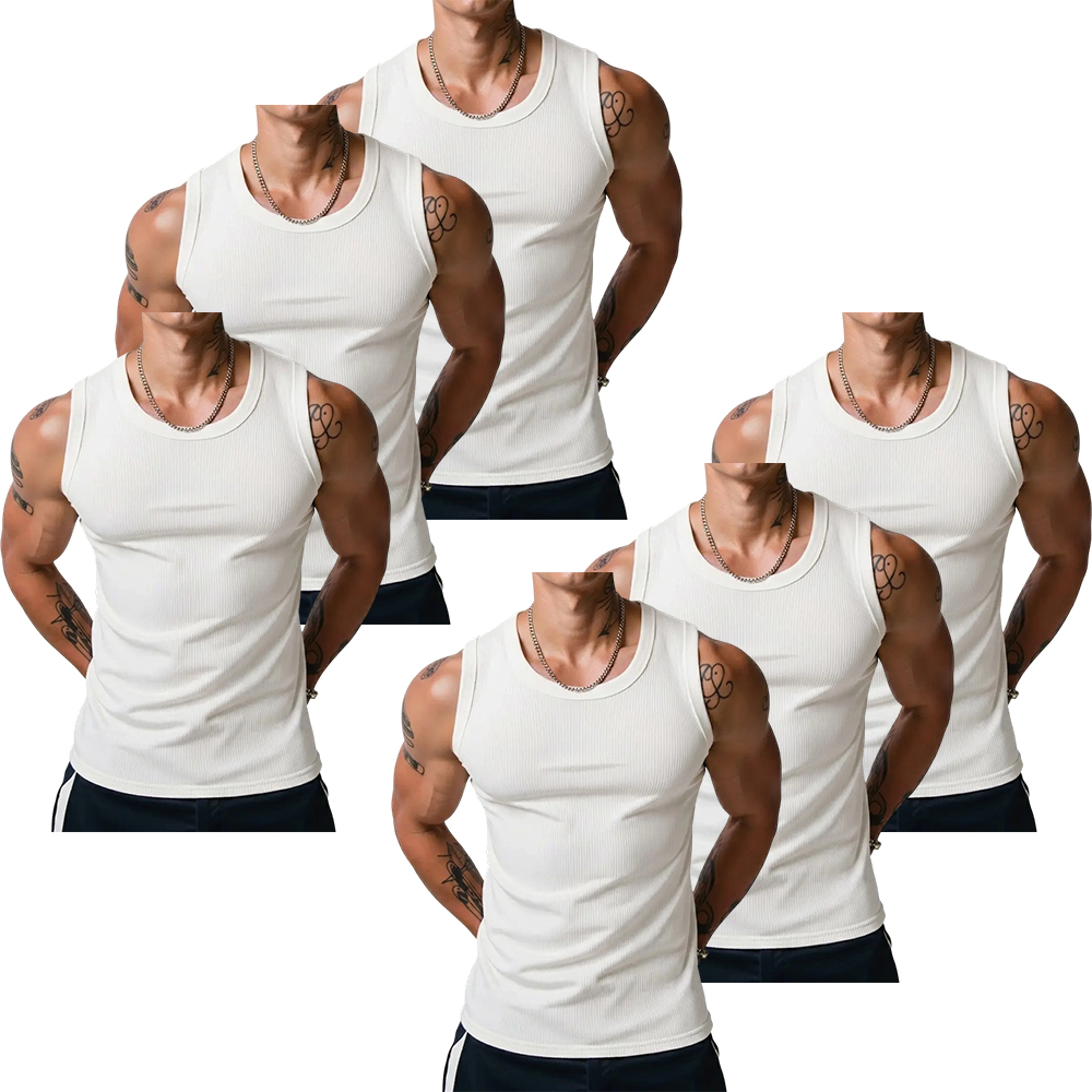 Men’s Wide Strap Ribbed Tank Top, High Stretch Breathable Muscle Tank, Heavyweight Drapey Fit Gym & Casual Sleeveless Shirt
