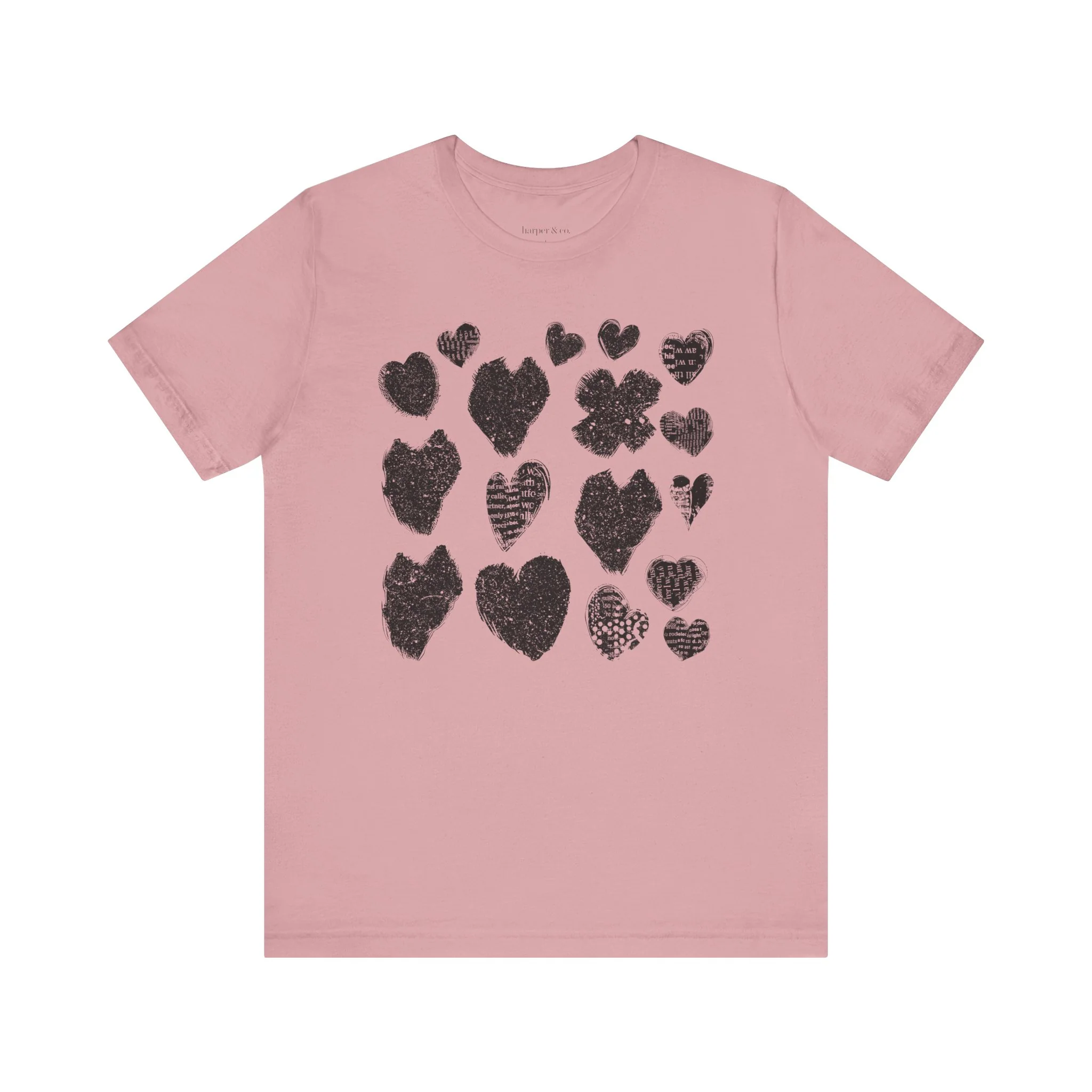 Black Grunge Hearts Unisex Jersey Short Sleeve Tee