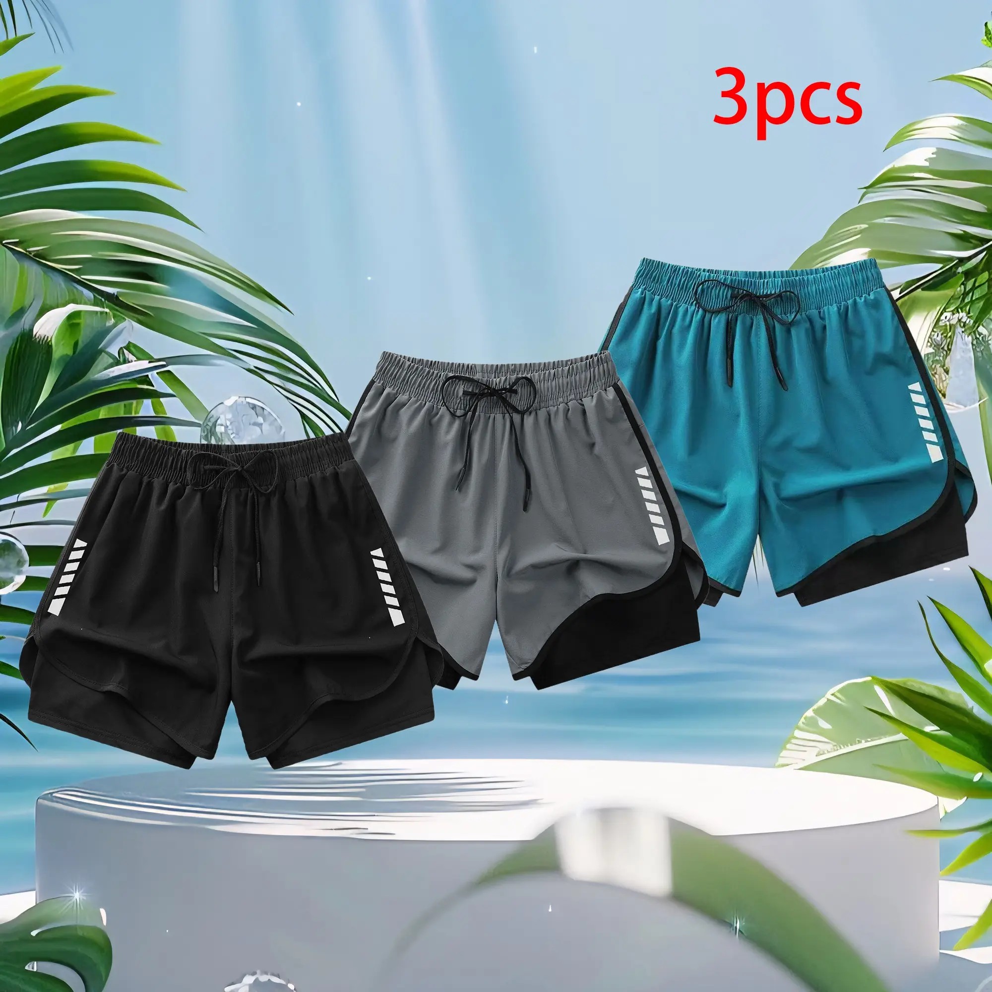 Women’s 6-Pack Summer Lightweight Quick-Dry Double-Layer Athletic Shorts