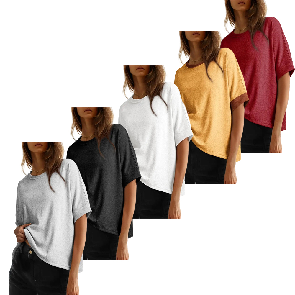 Women's Tops for Women 2026 Loose Oversized Basic Tee Comfortable Soft Fabric Flattering Fit - Womenswear
