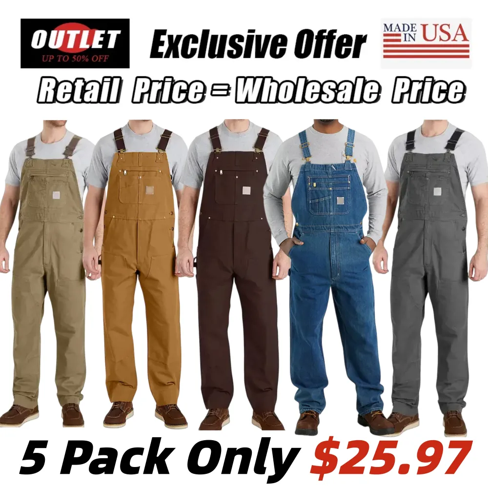🔥Last Day Promotion!Men's Denim Bib Overalls, Workwear with Adjustable Straps and Convenient Tool Pockets