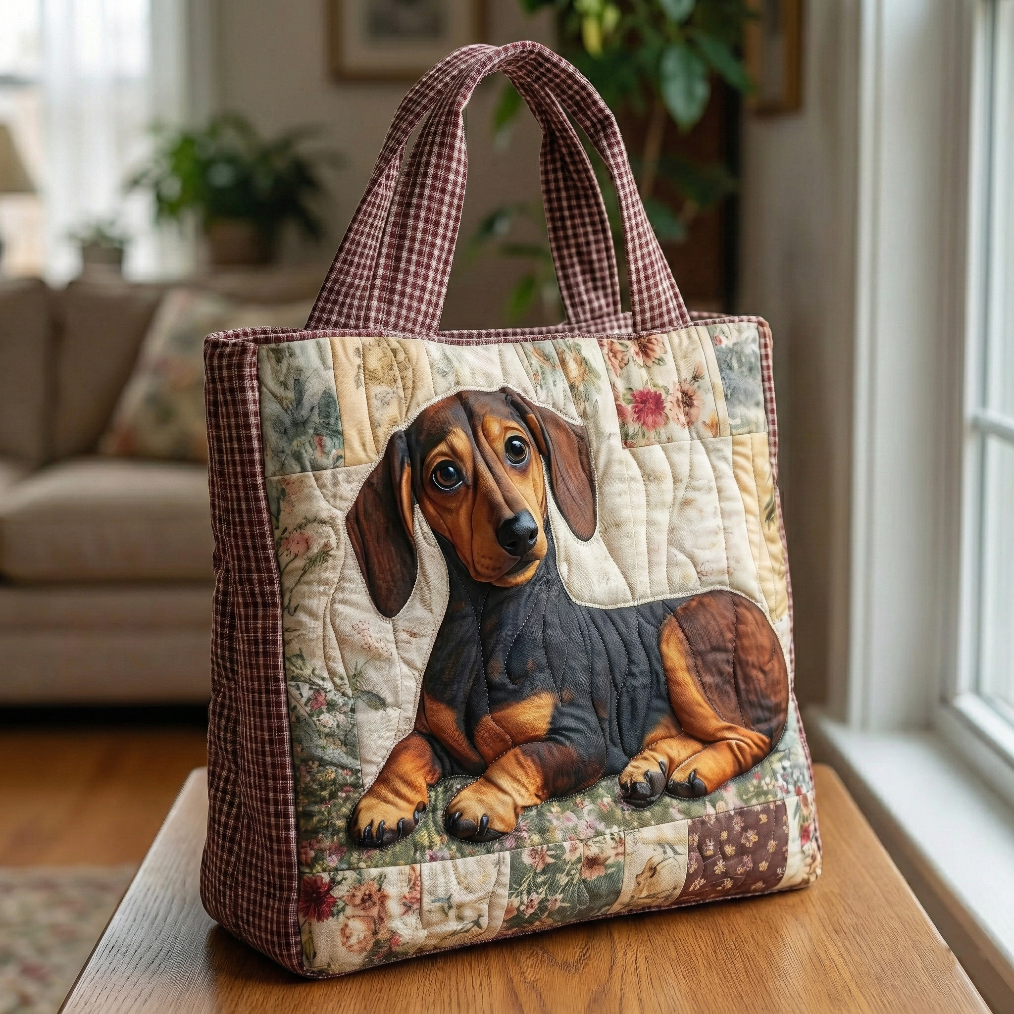 Farmhouse Dachshund Quilted Tote Bag GFTOQA1176
