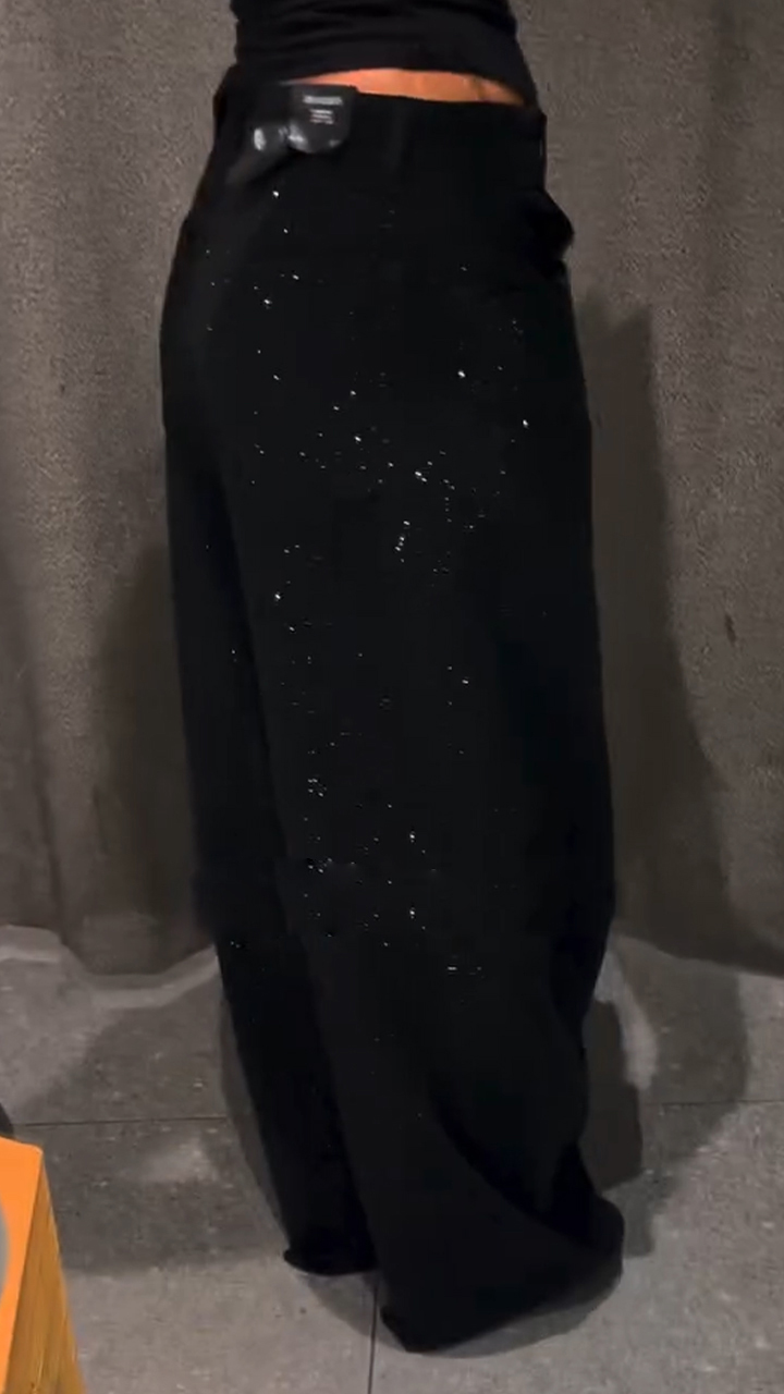 Women Hot Rhinestone Stamping Glitter Casual Jeans