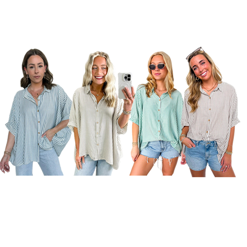 Classic Striped Relaxed-Fit Button-Down Shirt