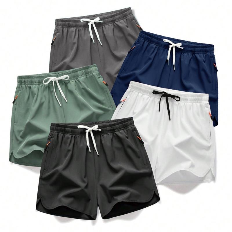 Men’s 5-Pack Quick-Dry Drawstring Shorts with Zipper Pockets