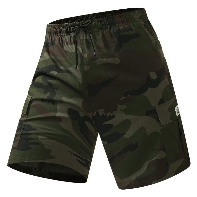 Camouflage Twill Pocket Shorts Men's Casual Khaki Green Black Trousers Suitable For Daily Wear Outfit