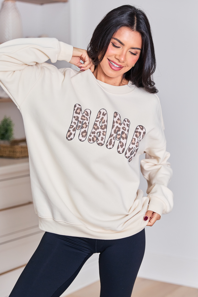 Mama Leopard Cream Graphic Sweatshirt