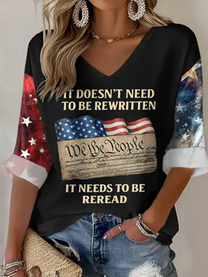 Women'S V-Neck Retro Style 