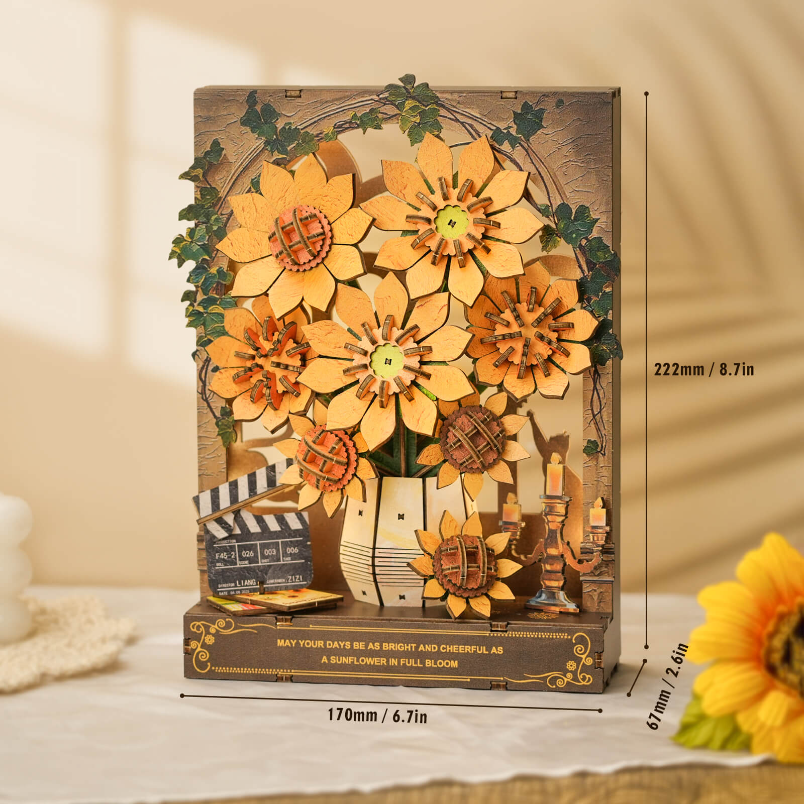 Windowside Sunflower Whispersâ€“ DIY Wooden Painting, 3D Puzzle Craft Kit