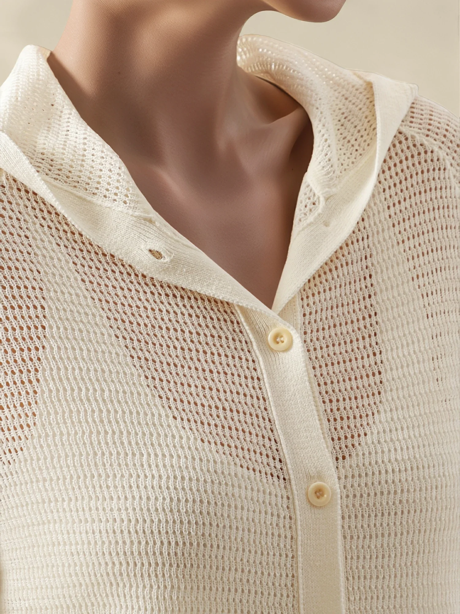 Linen & Lyocell Hooded Long Sleeve Hollow Cardigan