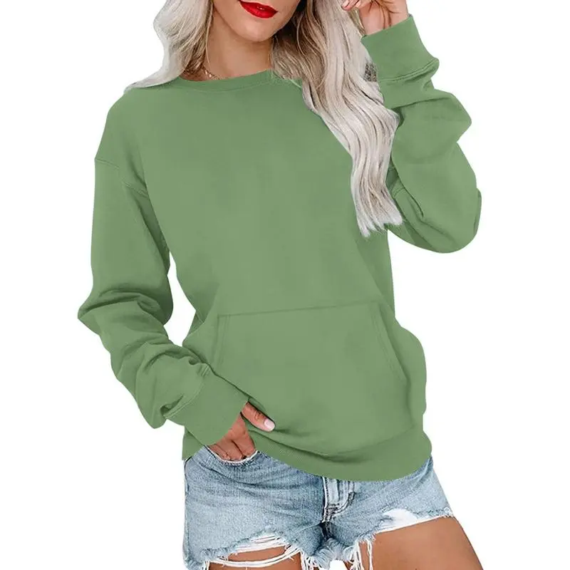 Womens Casual Long Sleeve Hoodless Crewneck Hoodie
