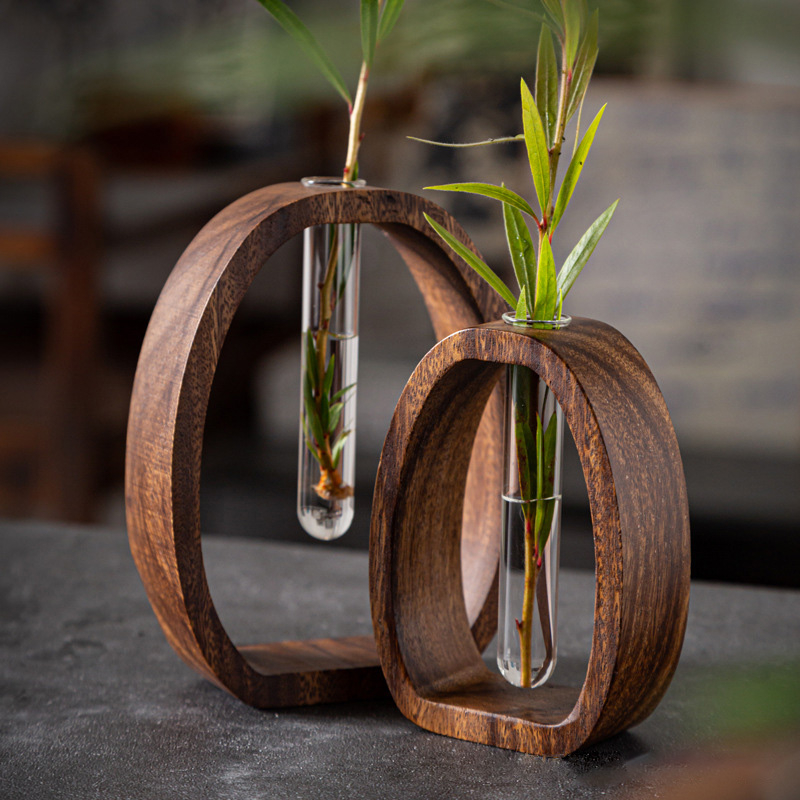 Solid Wood Glass Vase