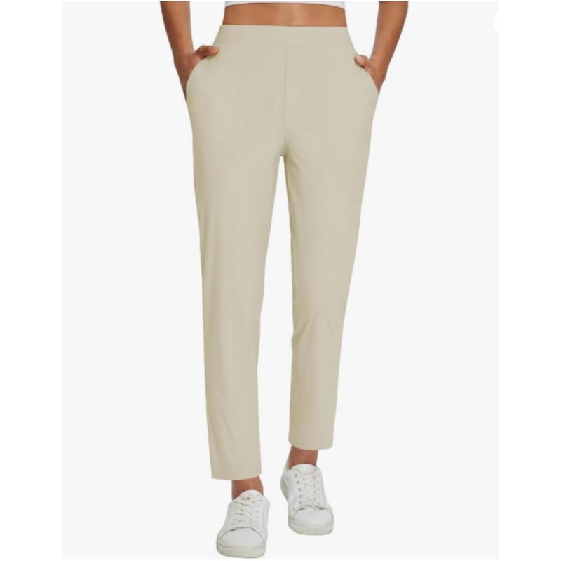 Women’s Breathable Lightweight Ankle-Length Summer Trousers – Stretchy Work Bottoms with Zipper Pockets & UPF 50 Sun Protection (Plus Size Friendly)