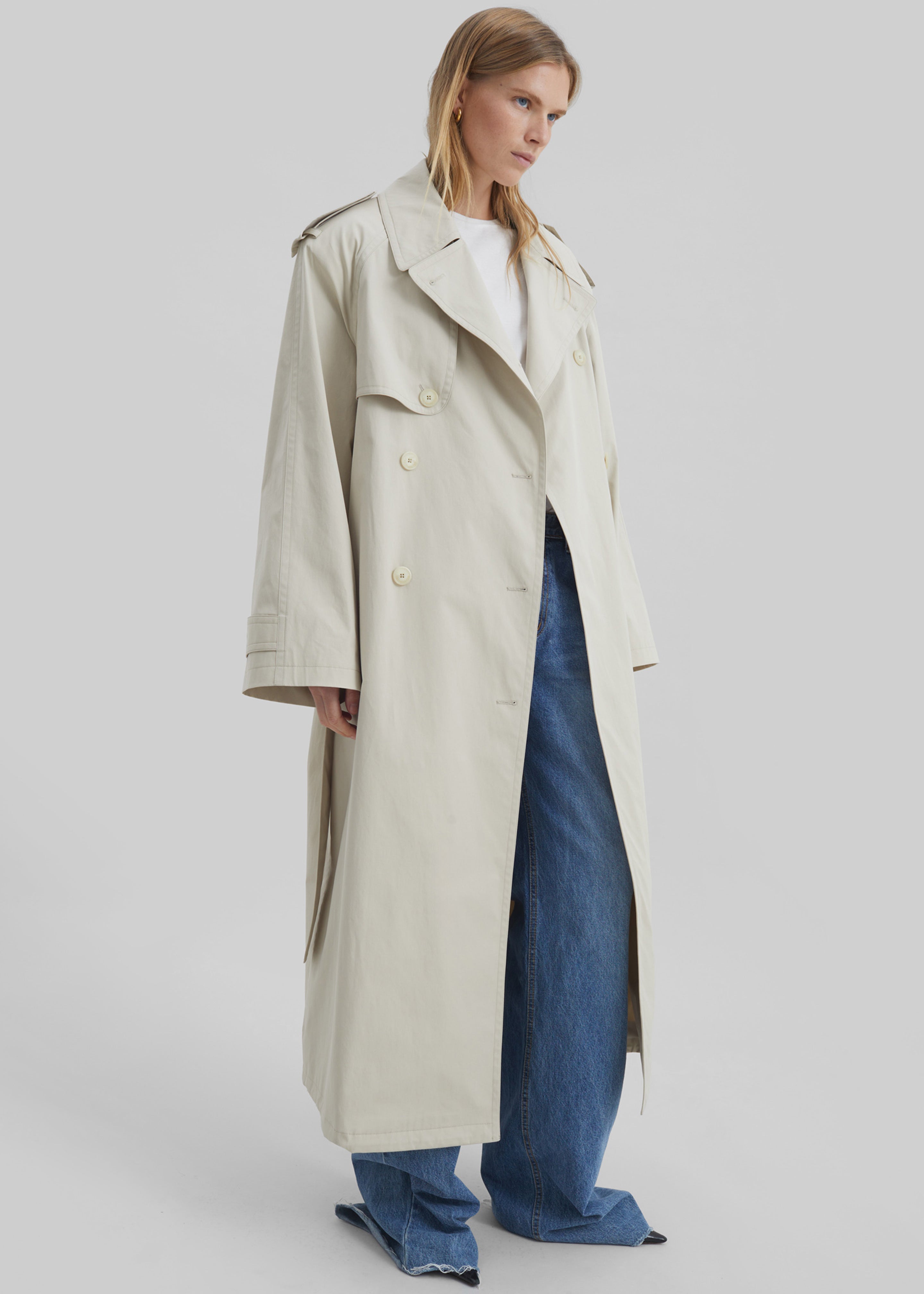 Riva Cotton Trench Coat - Light Beige