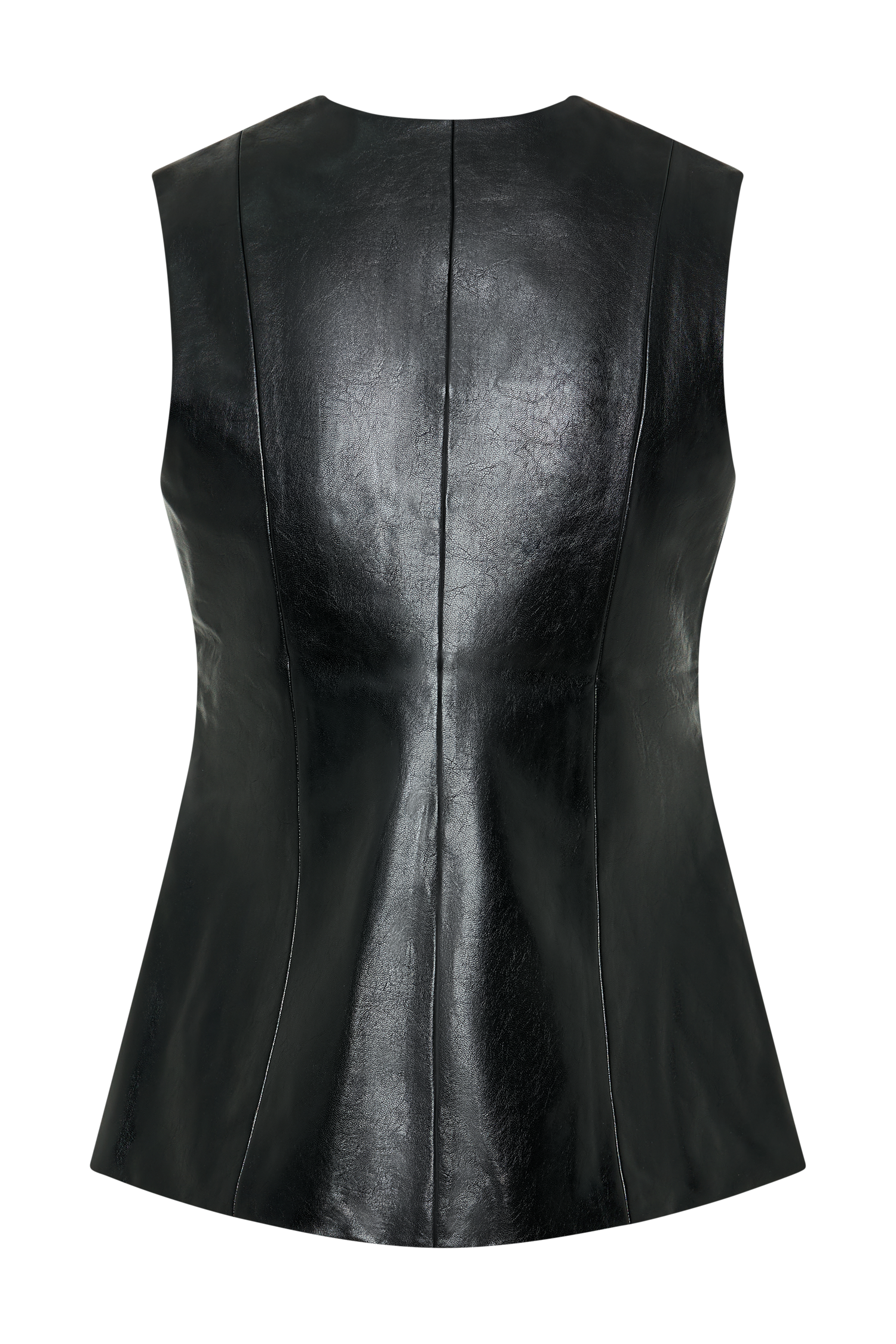 Black Faux Leather Sleeveless Vest