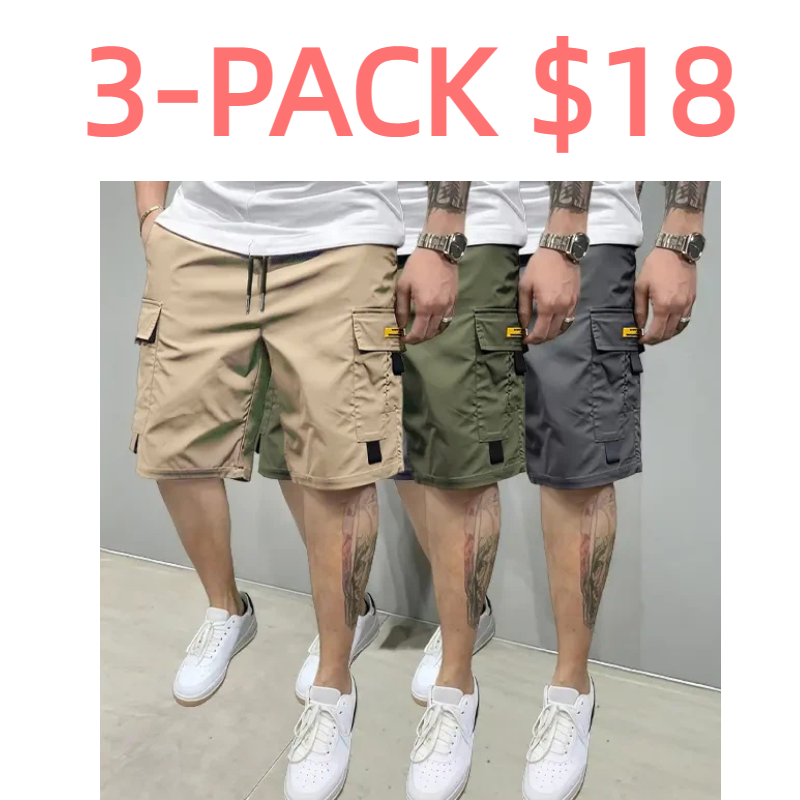 Street Style Three-Piece Set!Men's Multi-Pocket Cargo Shorts