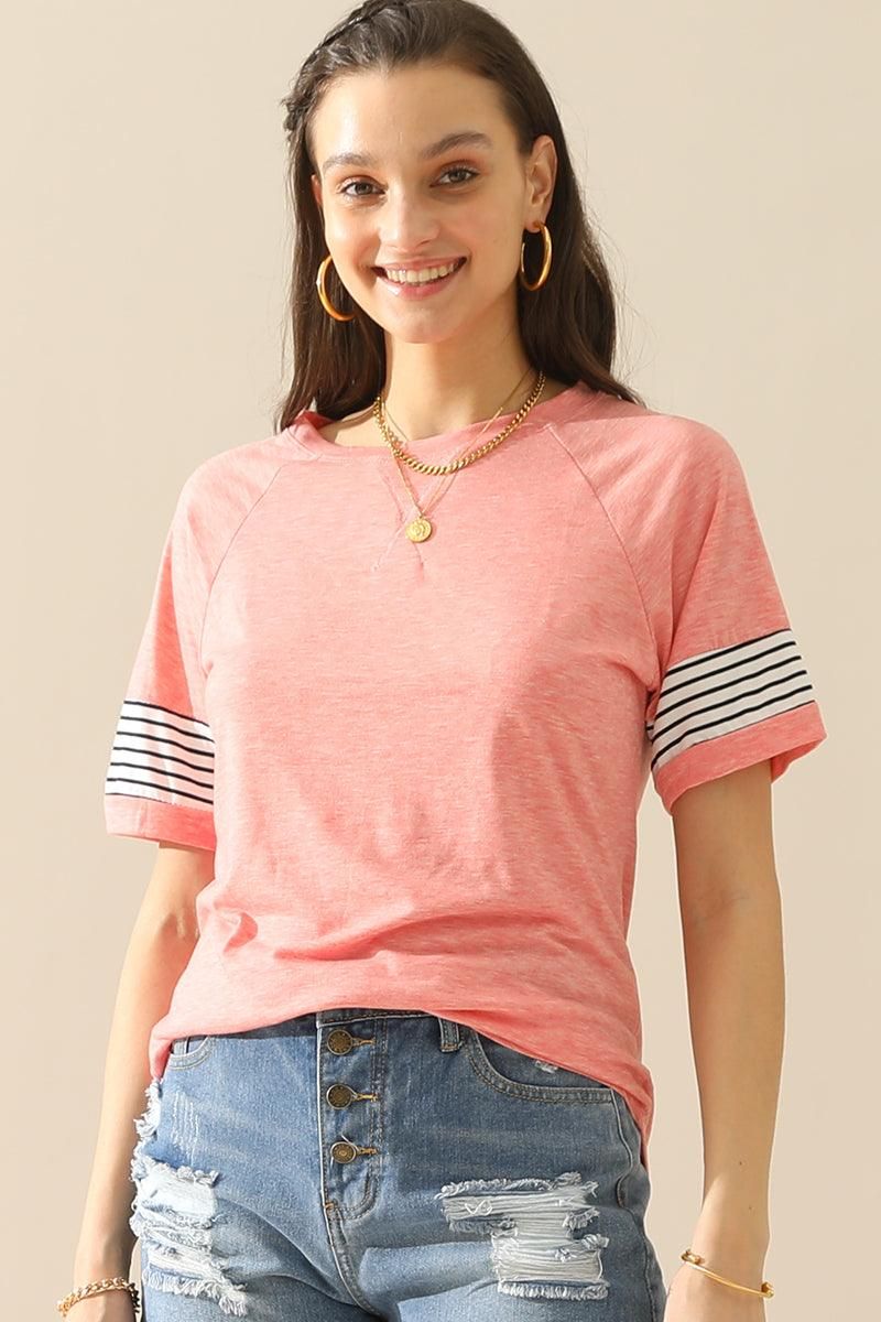 Loose Fit Crewneck Line Point Short Sleeve Tee