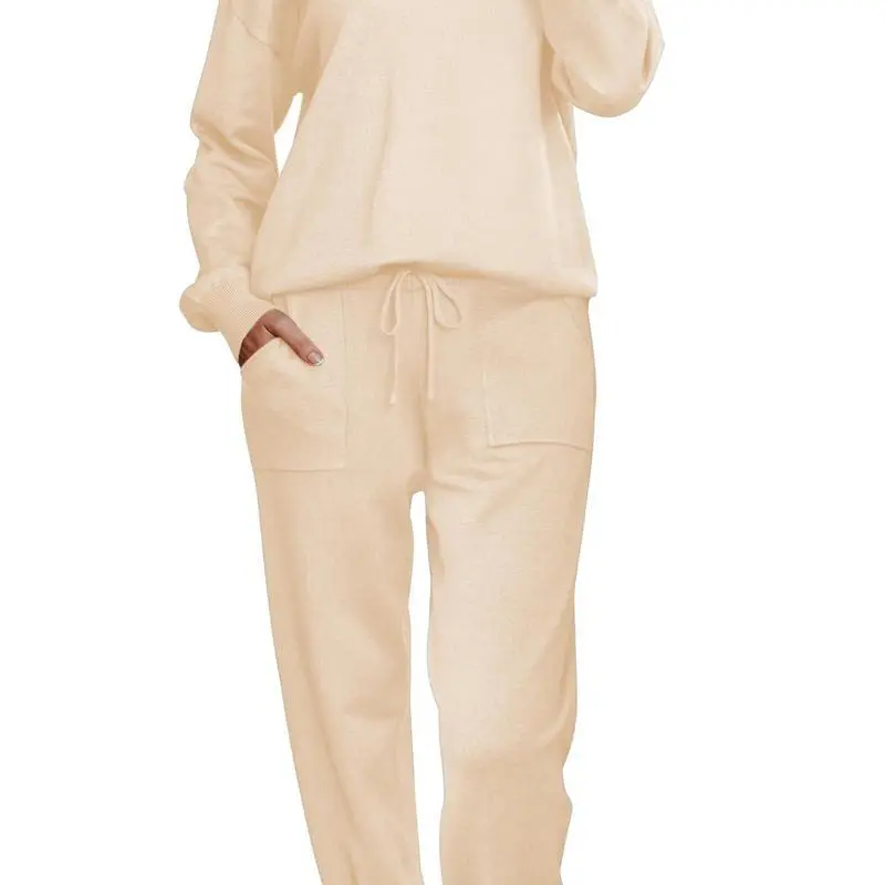 Women’s Knit Loungewear Set – Long Sleeve Top & Jogger Pants