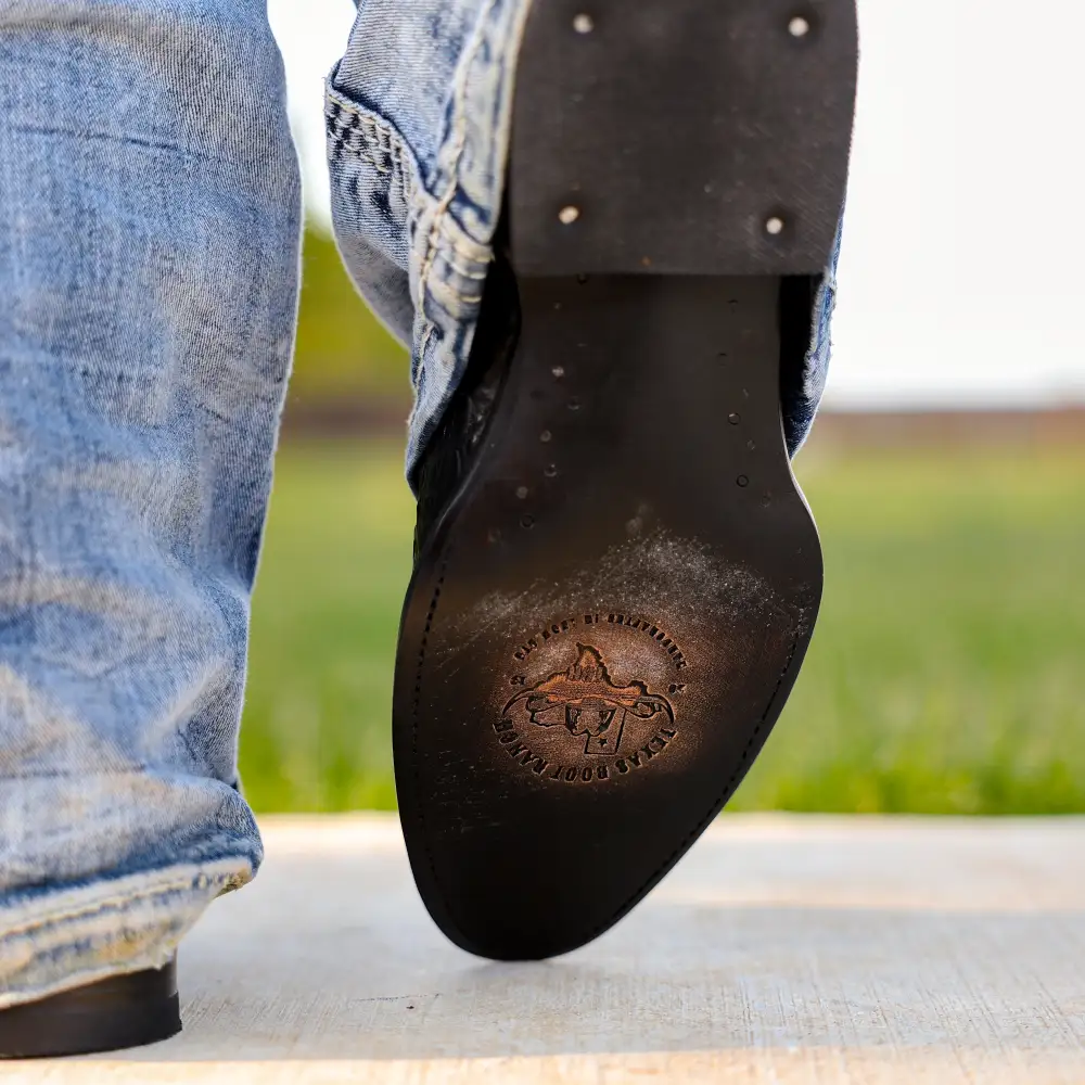 Black Caiman Belly Leather Boots - Round Toe