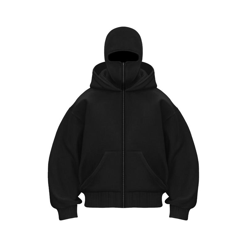 Unisex Y2K Balaclava Zip-Up Double Layer Hoodie Jacket