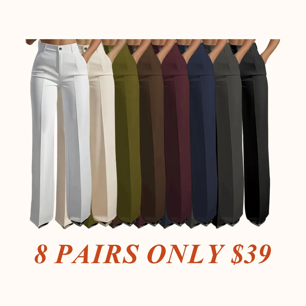 Women's Straight Leg Dress Pants for Work, Classic Business Trousers